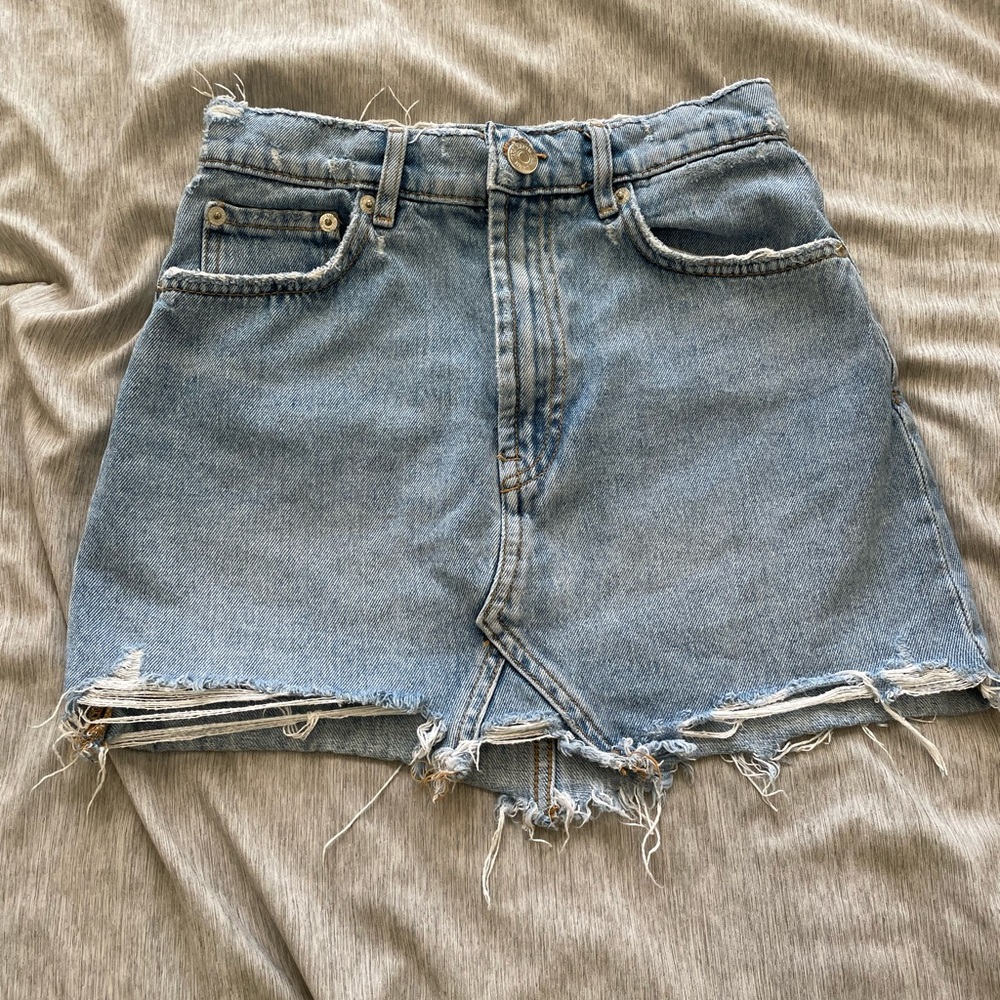 zara denim skirt